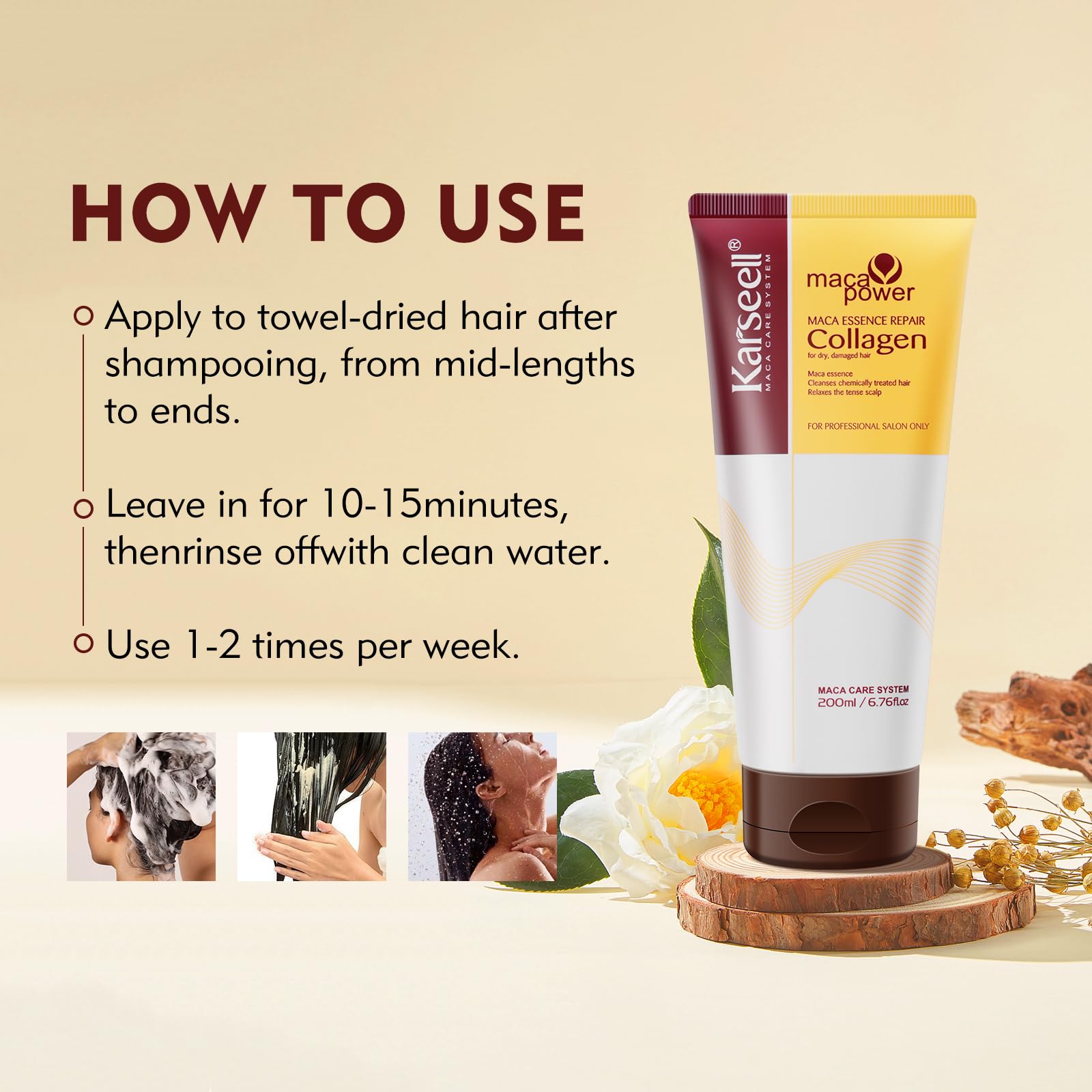 Karseell label close-up highlighting collagen and argan oil ingredients