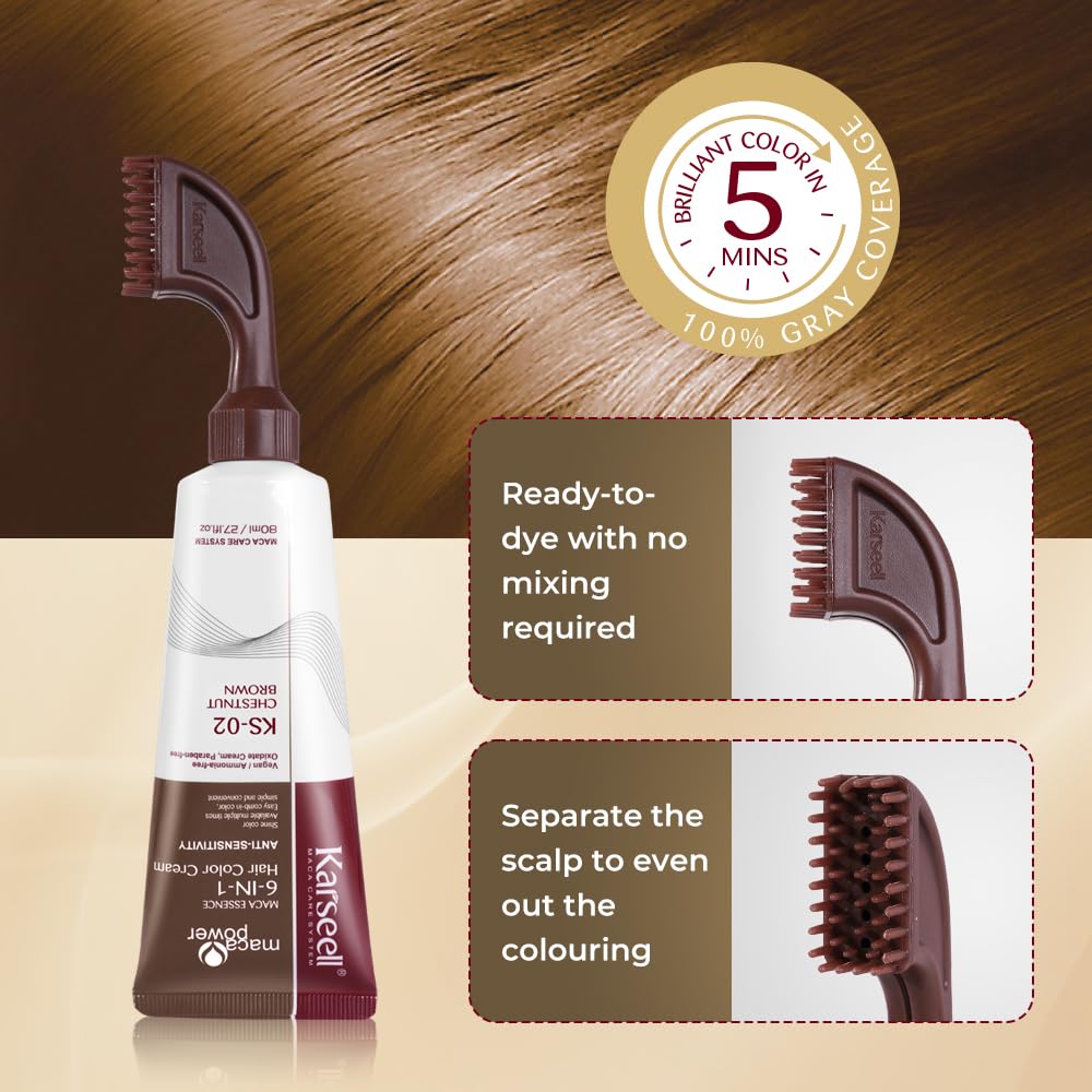 Karseell label close-up highlighting ammonia-free formula and gentleness