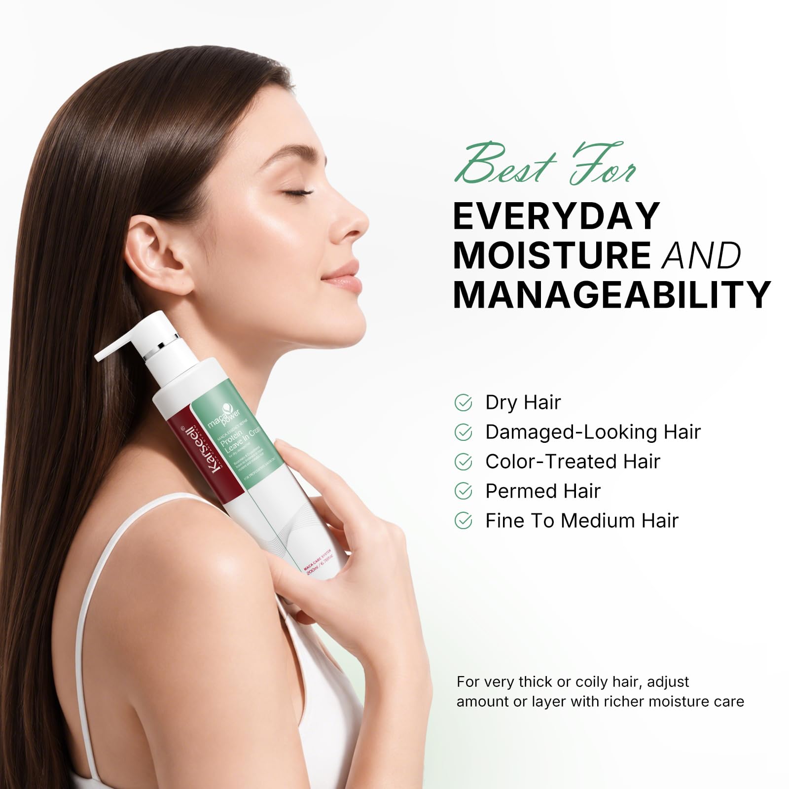 Karseell used during styling for frizz control and shine