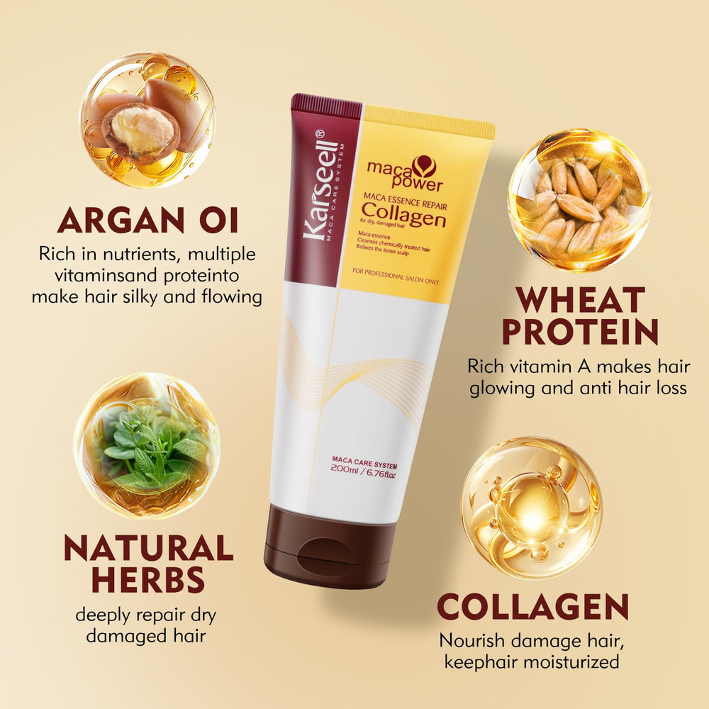 Karseell mask being applied to damp hair to hydrate and reduce frizz