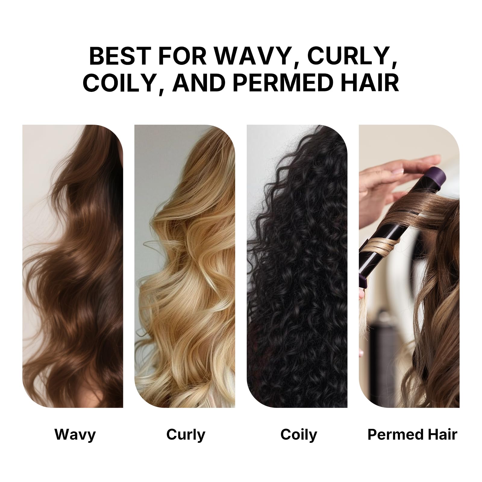 Karseell application on damp curls showing even distribution and definition boost