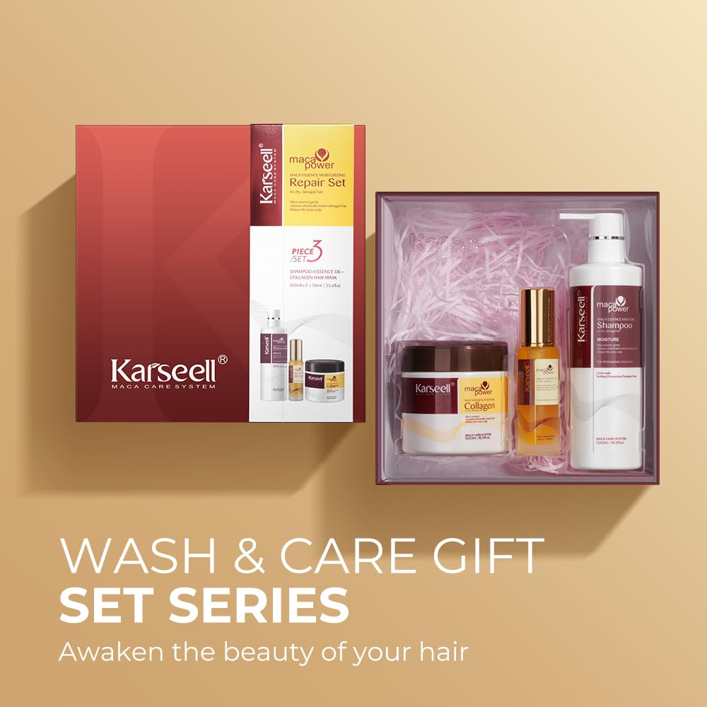 Karseell argan oil shampoo label close-up highlighting nourishing formula