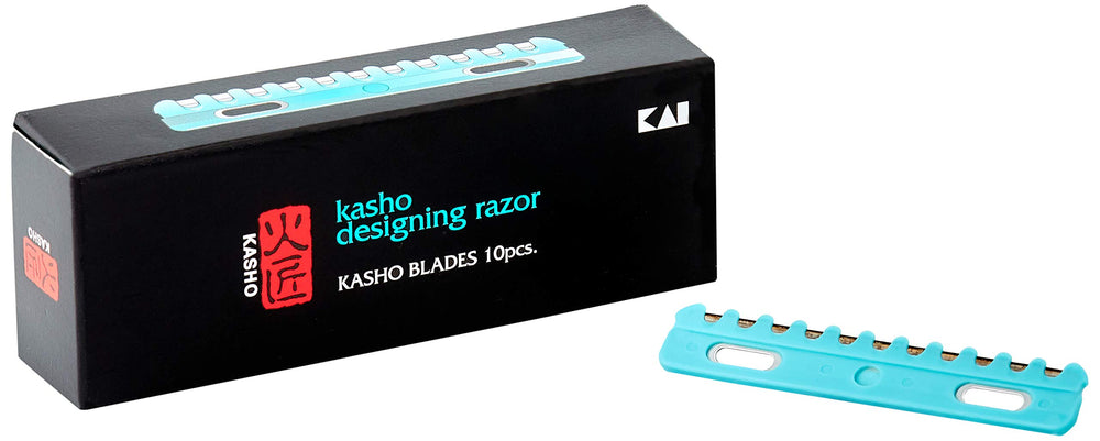 Kasho front packaging showing 10 blades and clear labeling, reliable supply