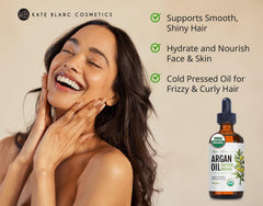 Kate Blanc Cosmetics pipette dispensing argan oil for precise application