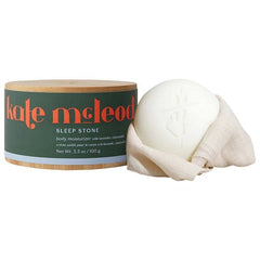 Kate McLeod Sleep Stone front tin with balm visible and easy application benefit