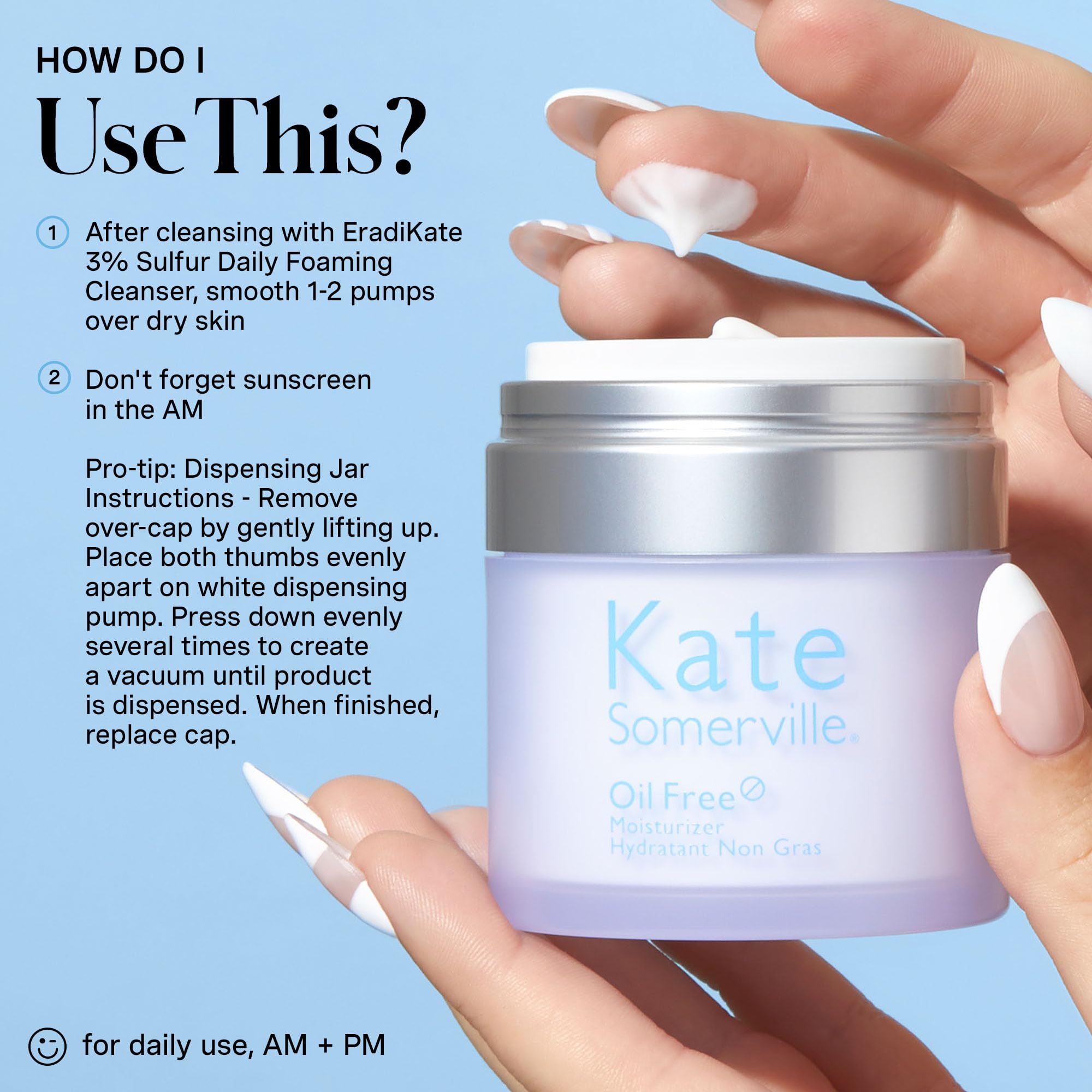 kate somerville cream applied on hand shows lightweight feel and quick absorption