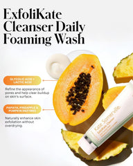 Kate Somerville label close-up highlighting active AHA and enzyme ingredients benefit