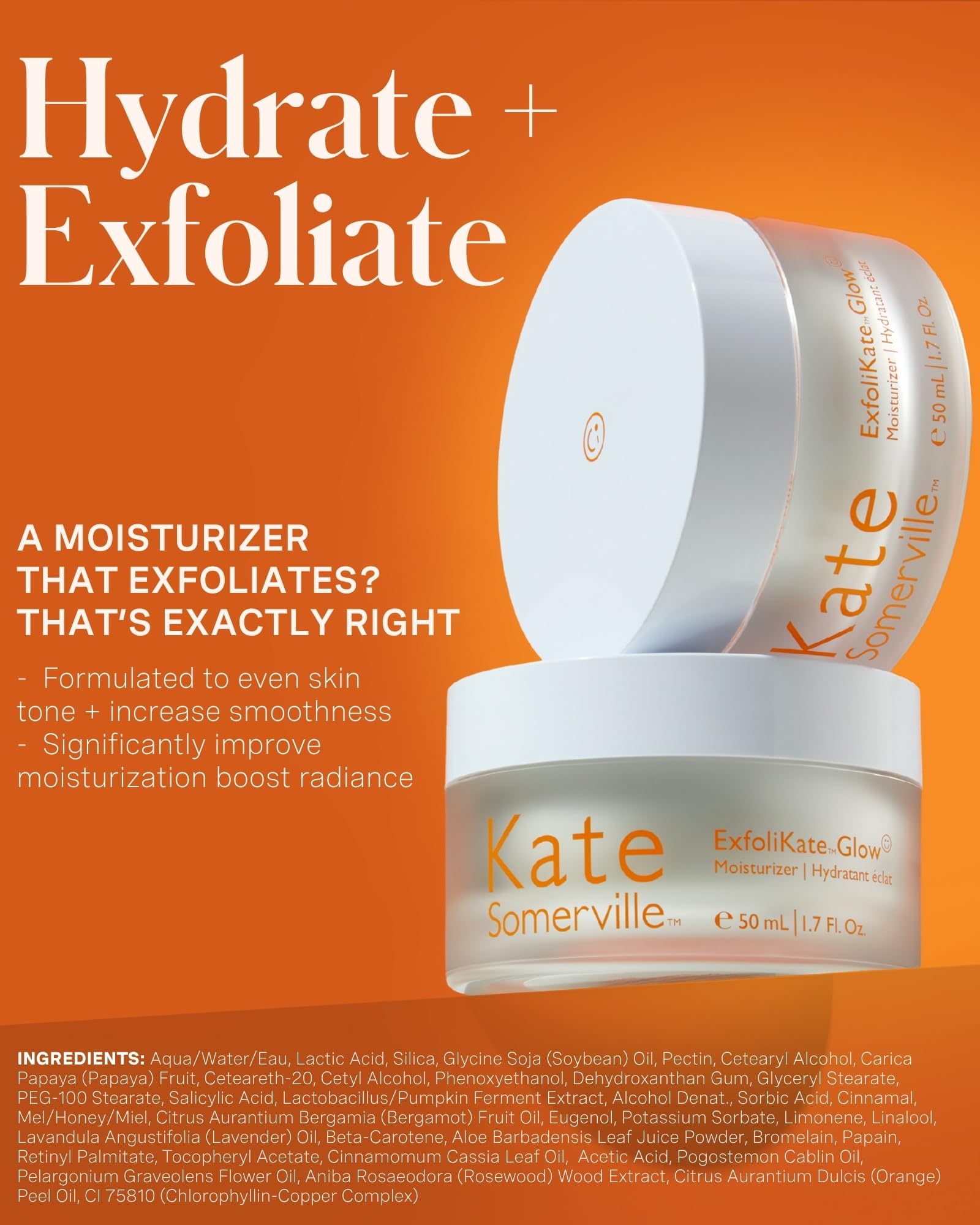 Kate Somerville jar open top view revealing moisturizing cream inside