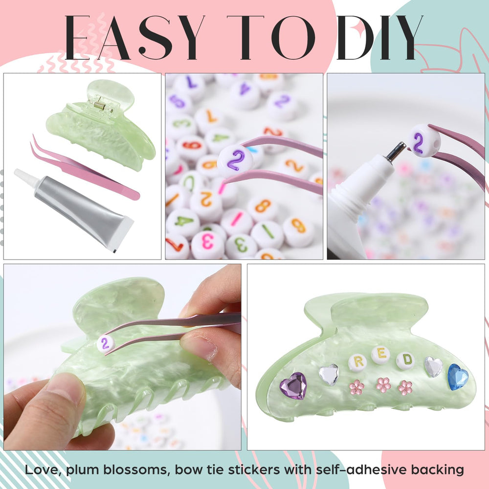 Kathfly colorful alphabet and number charms arranged for personalization