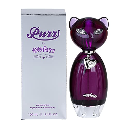 Katy Perry Purr bottle closeup highlighting glass details and spray nozzle benefits