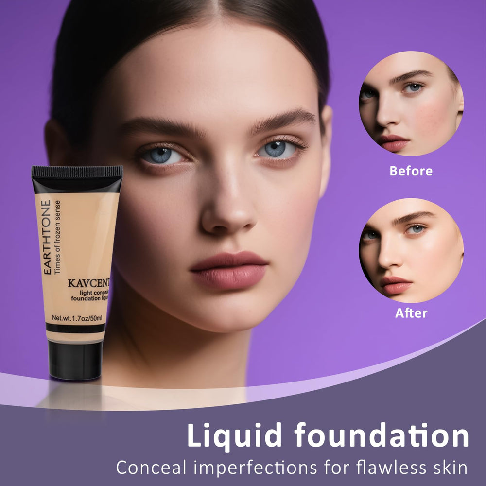 KAVCENT foundation bottle detail showing even coverage for natural finish