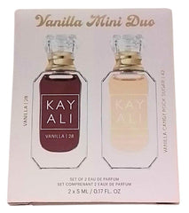 KAYALI mini duo front packaging showing two 5 ml vials and gift box for easy travel