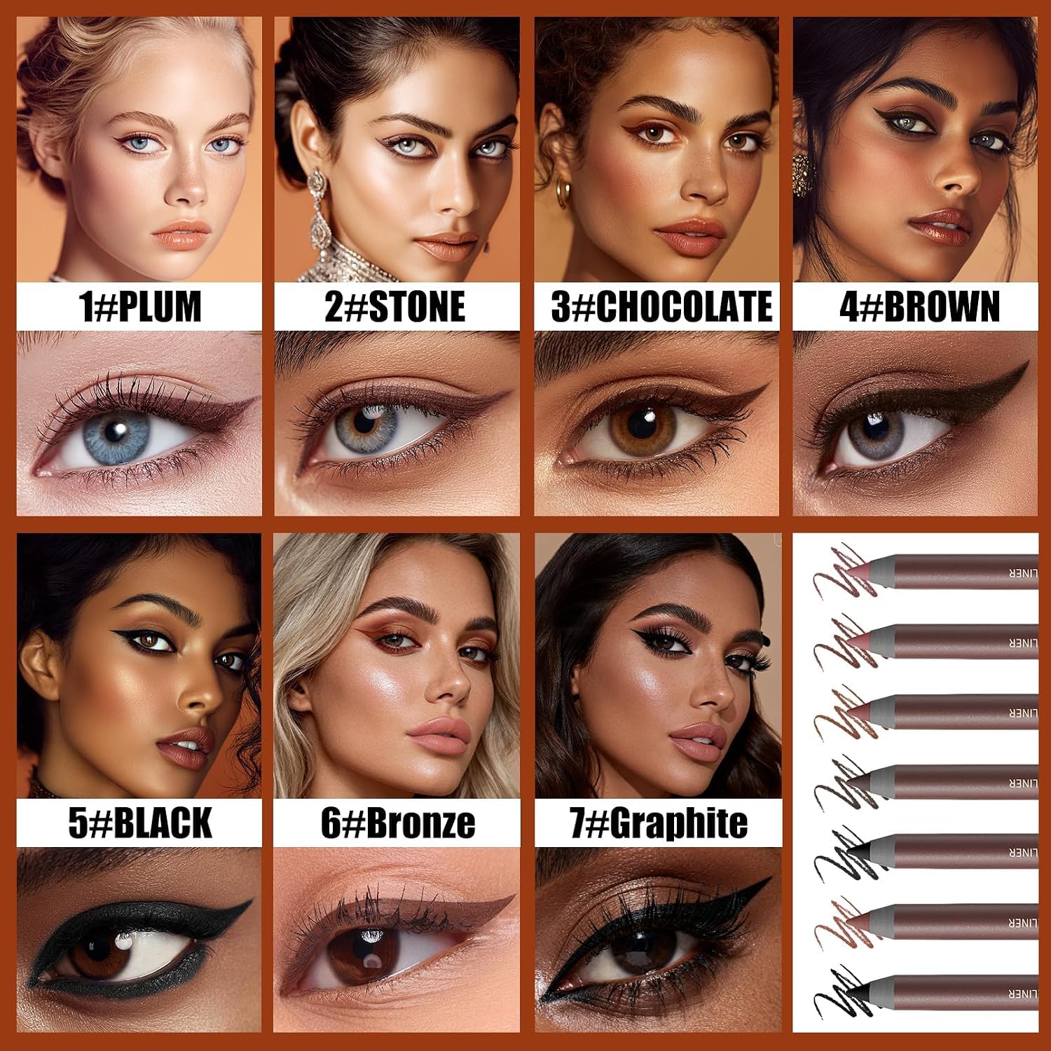 KCTAN applied winged eyeliner on eye showing long-lasting, smudge-resistant finish