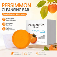 KDMAN persimmon soap three bars arranged to show total 10.5 oz and practical set