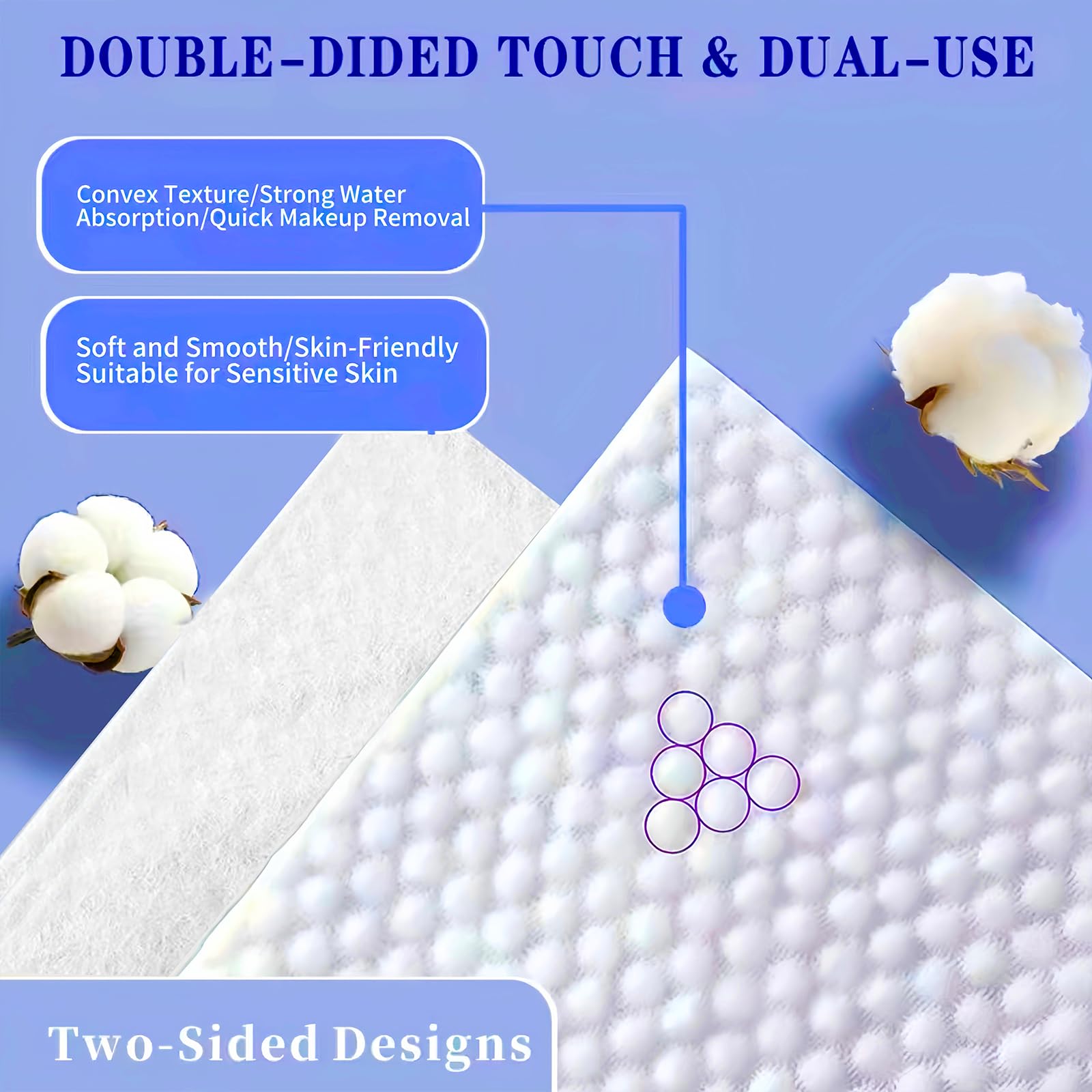KeeiZoes texture close-up of dual-sided pearl and smooth cotton boosting cleansing