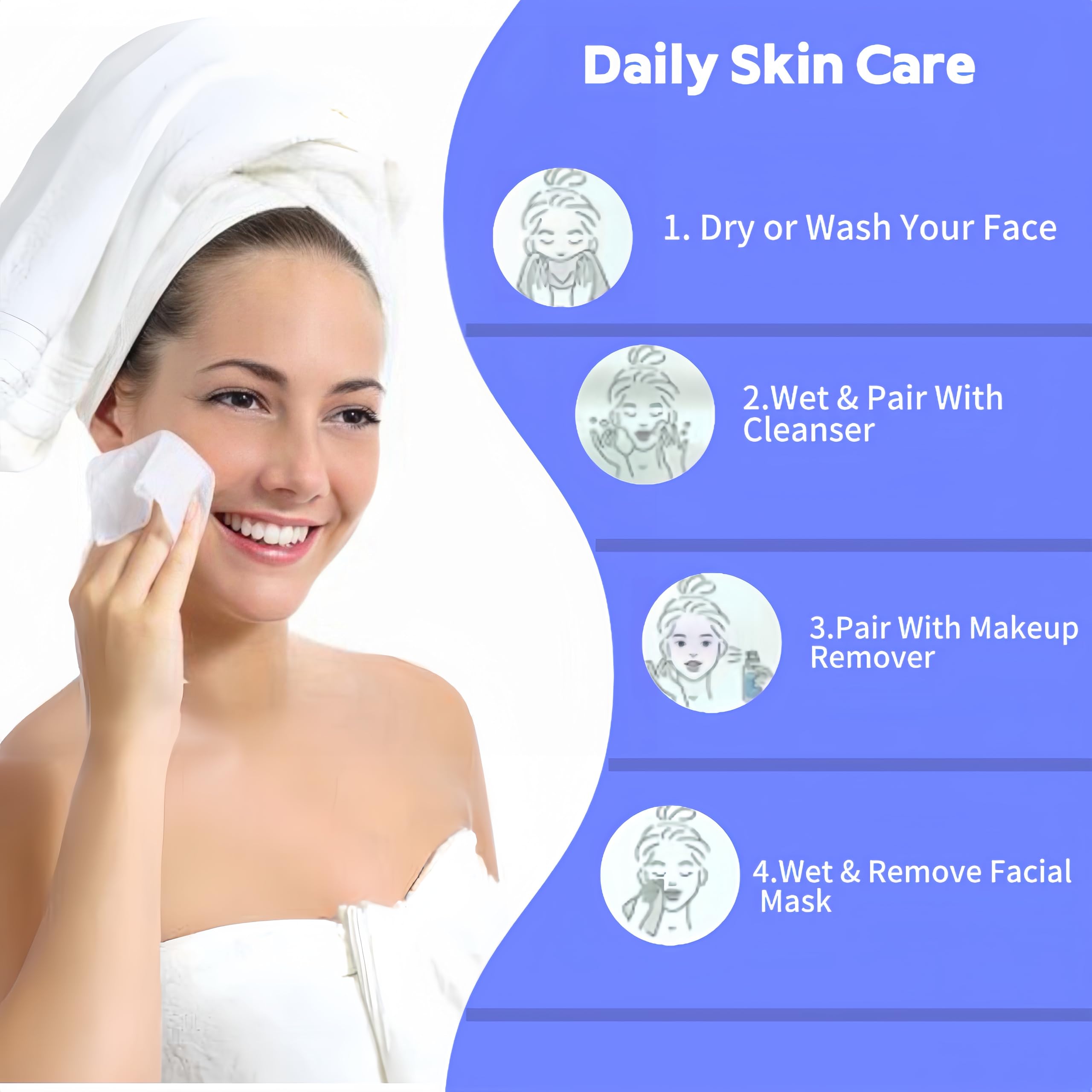 KeeiZoes towel removing makeup from face demonstrating lint-free cleansing benefit