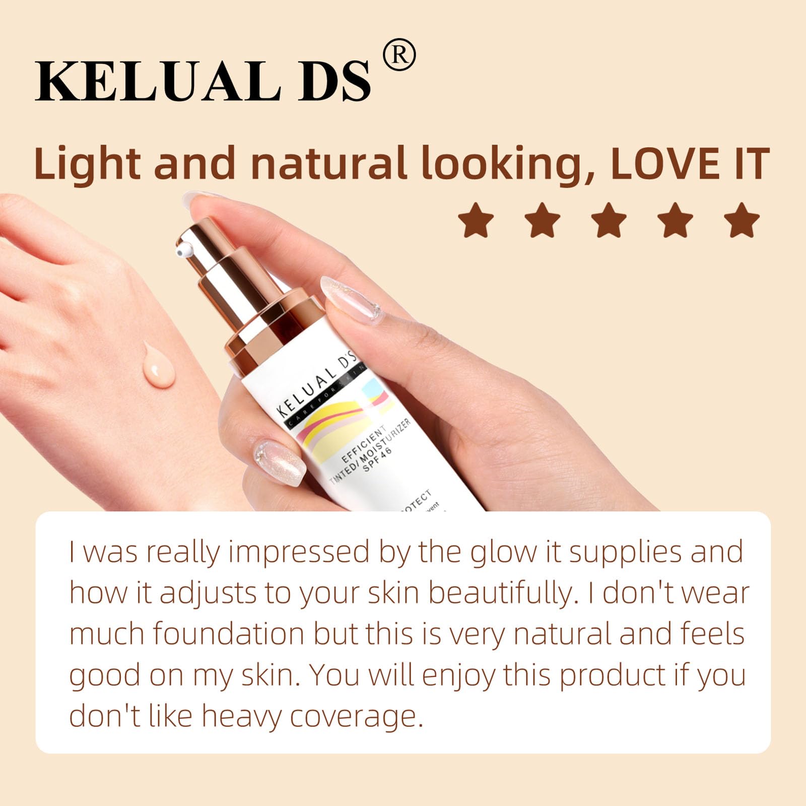 KELUAL DS being smoothed onto face with fingers showing easy application benefit
