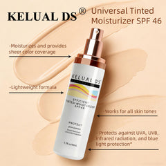 KELUAL DS tinted swatch on hand demonstrating sheer coverage and blending benefit