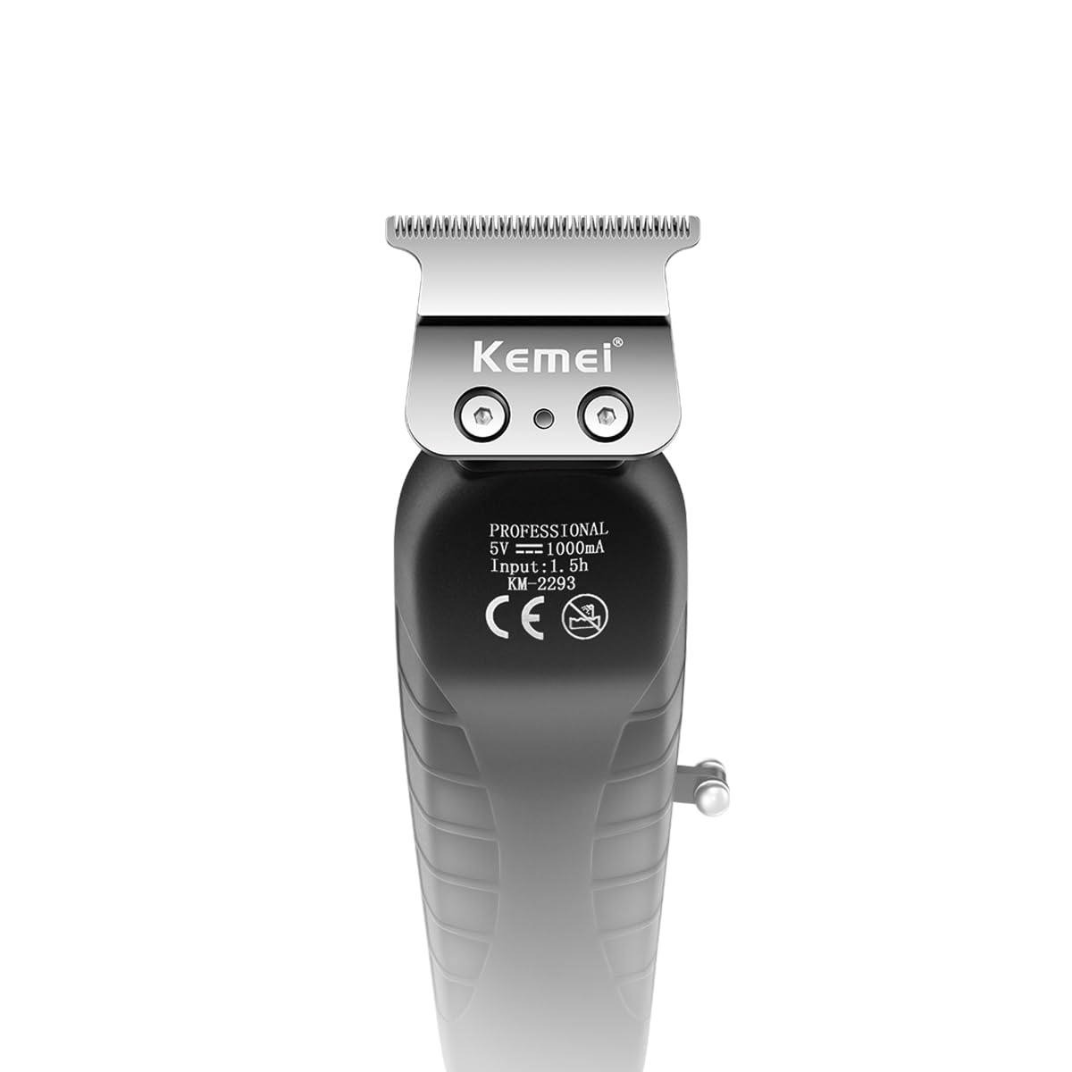 KEMEI 2293 blade closeup highlighting zero-gapped T-blade for precise trimming