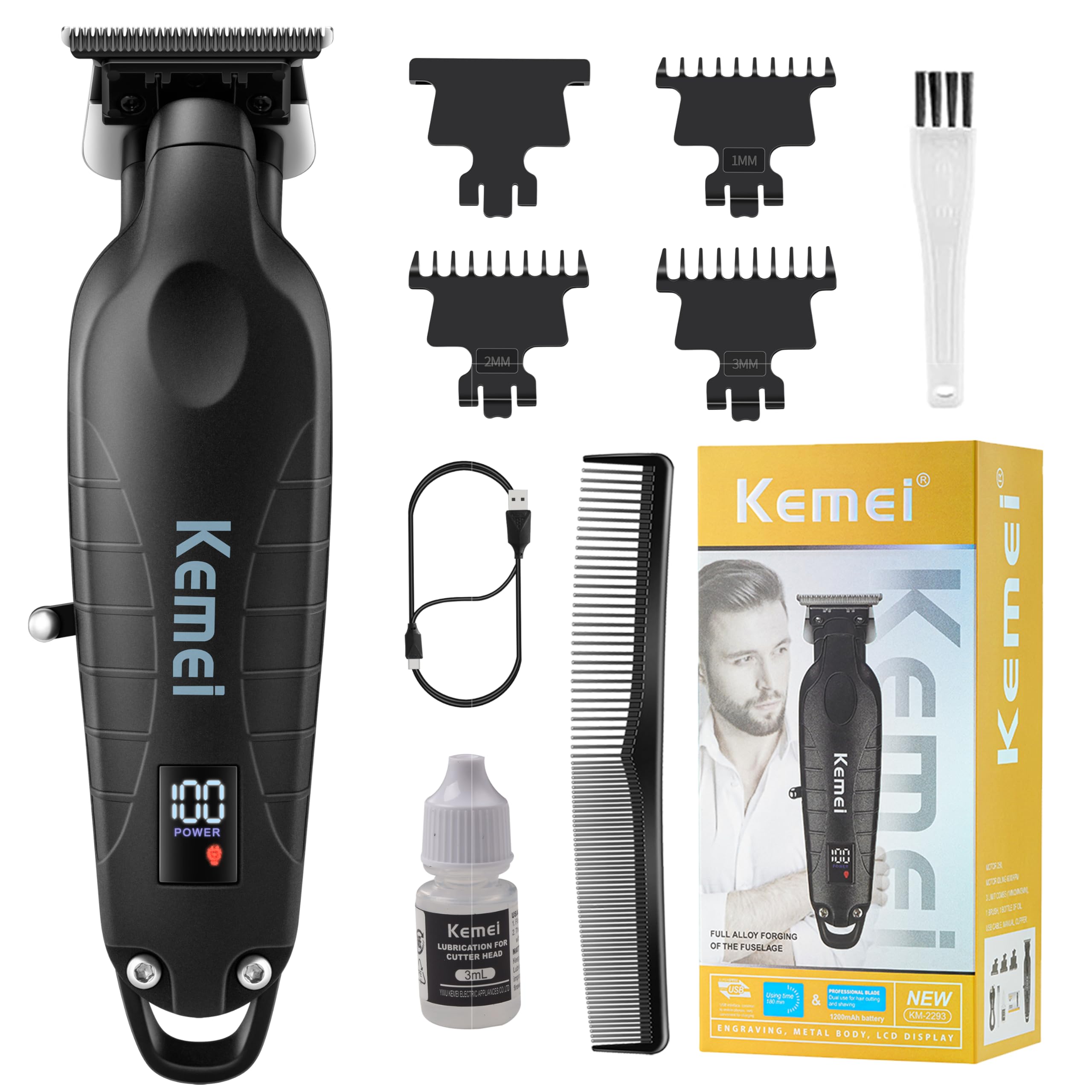 KEMEI 2293 front angle showing ergonomic body and finish for comfortable grip