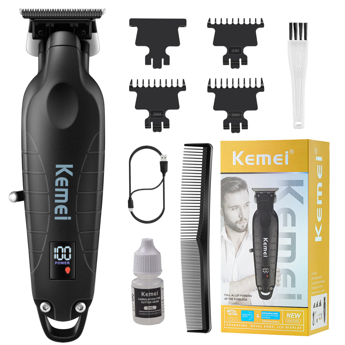 KEMEI 2293 front angle showing ergonomic body and finish for comfortable grip