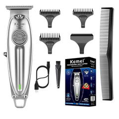 KEMEI front view of trimmer showing ergonomic grip and controls, easy handling