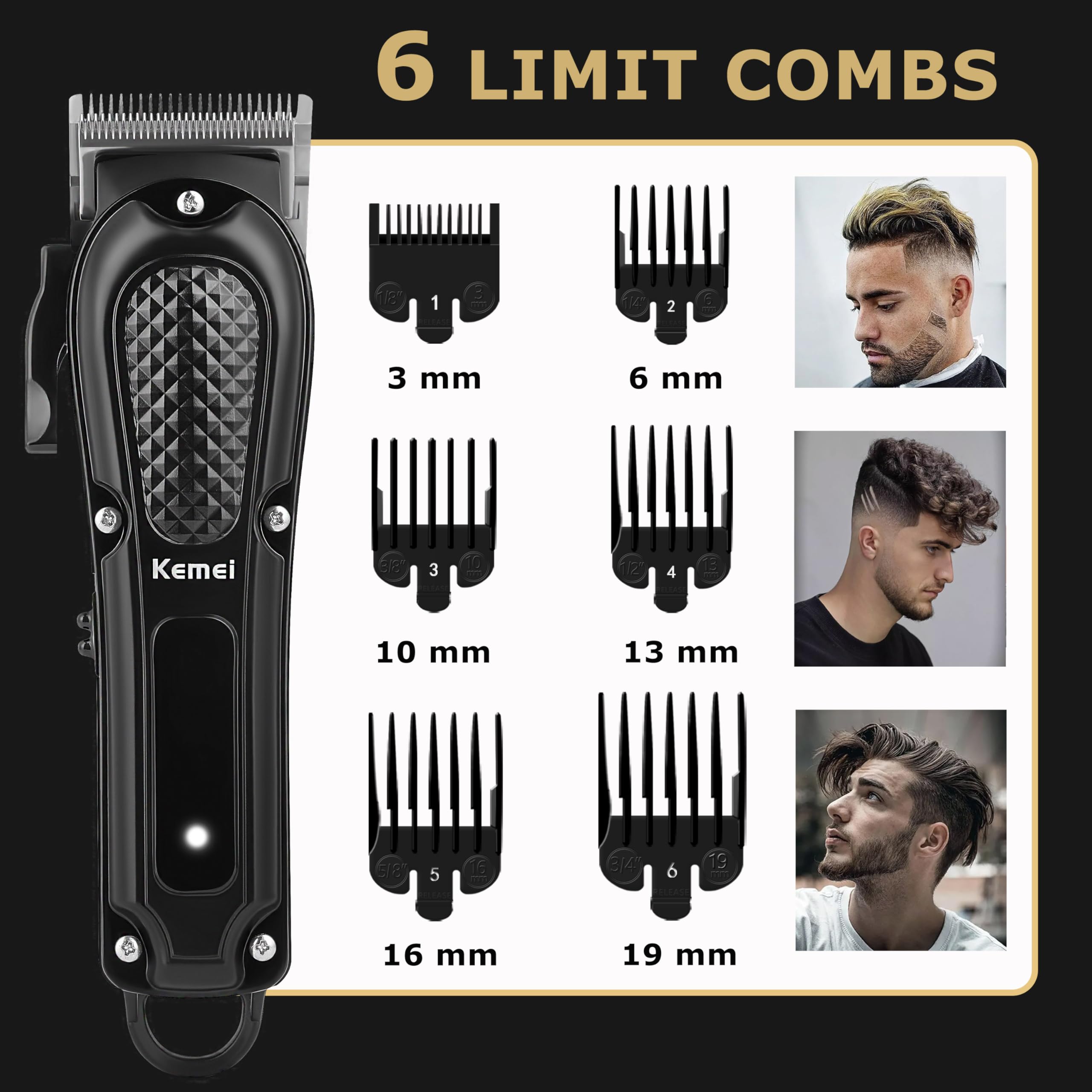 KEMEI accessory kit with comb, brush, oil and USB cable for complete maintenance benefit