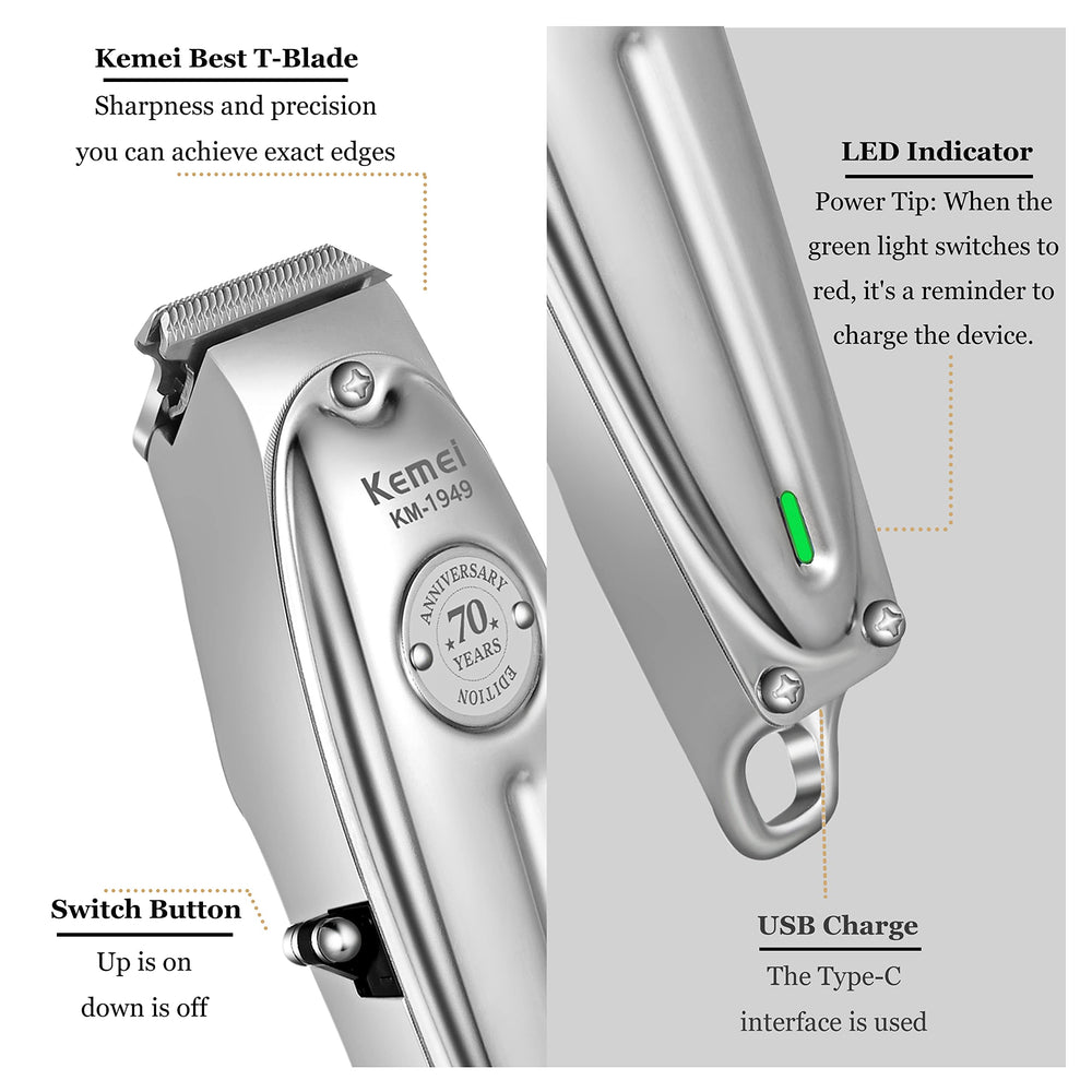 KEMEI motor detail displaying high-torque action for steady cutting power