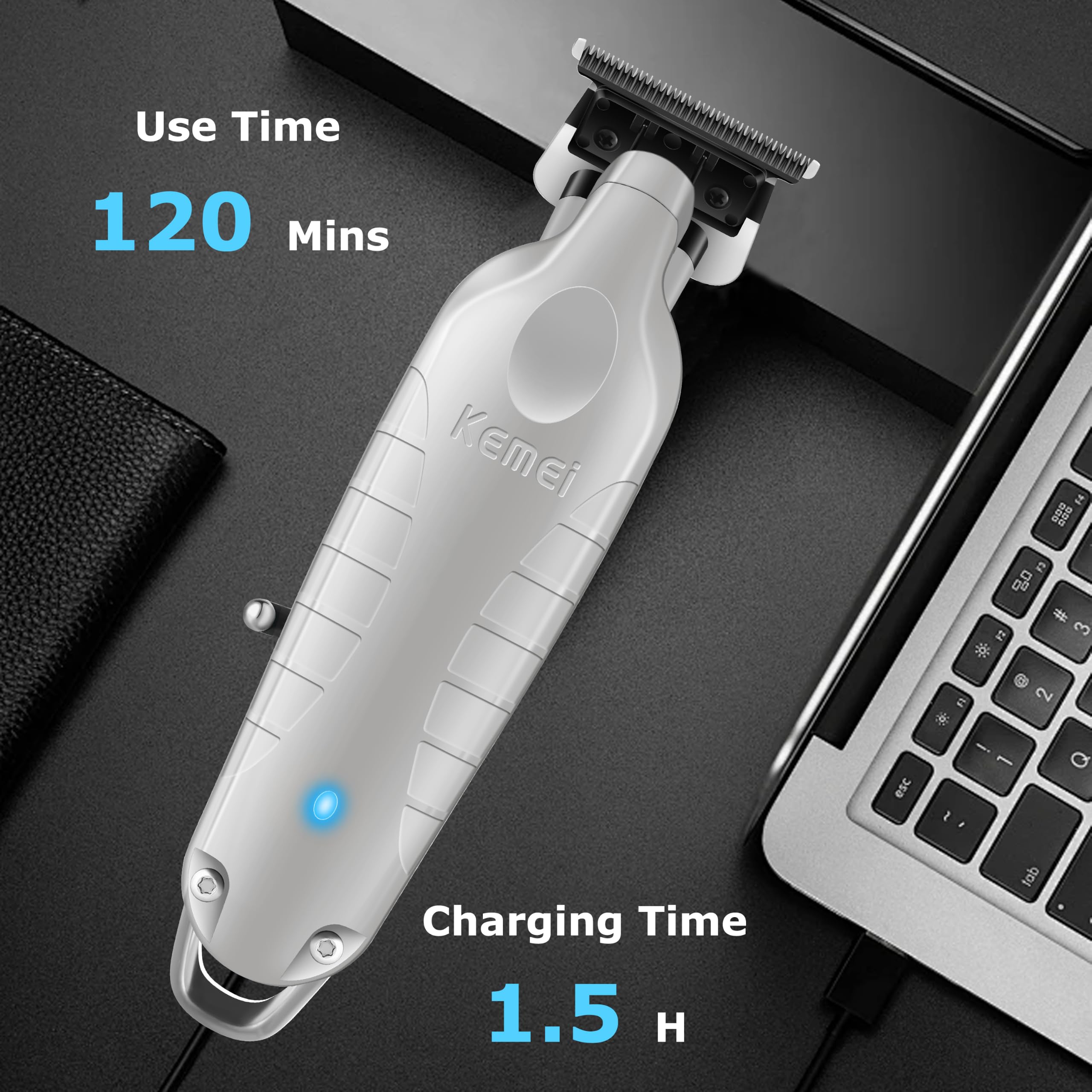 KEMEI PG2299 with included combs and charging cable for ready-to-use convenience