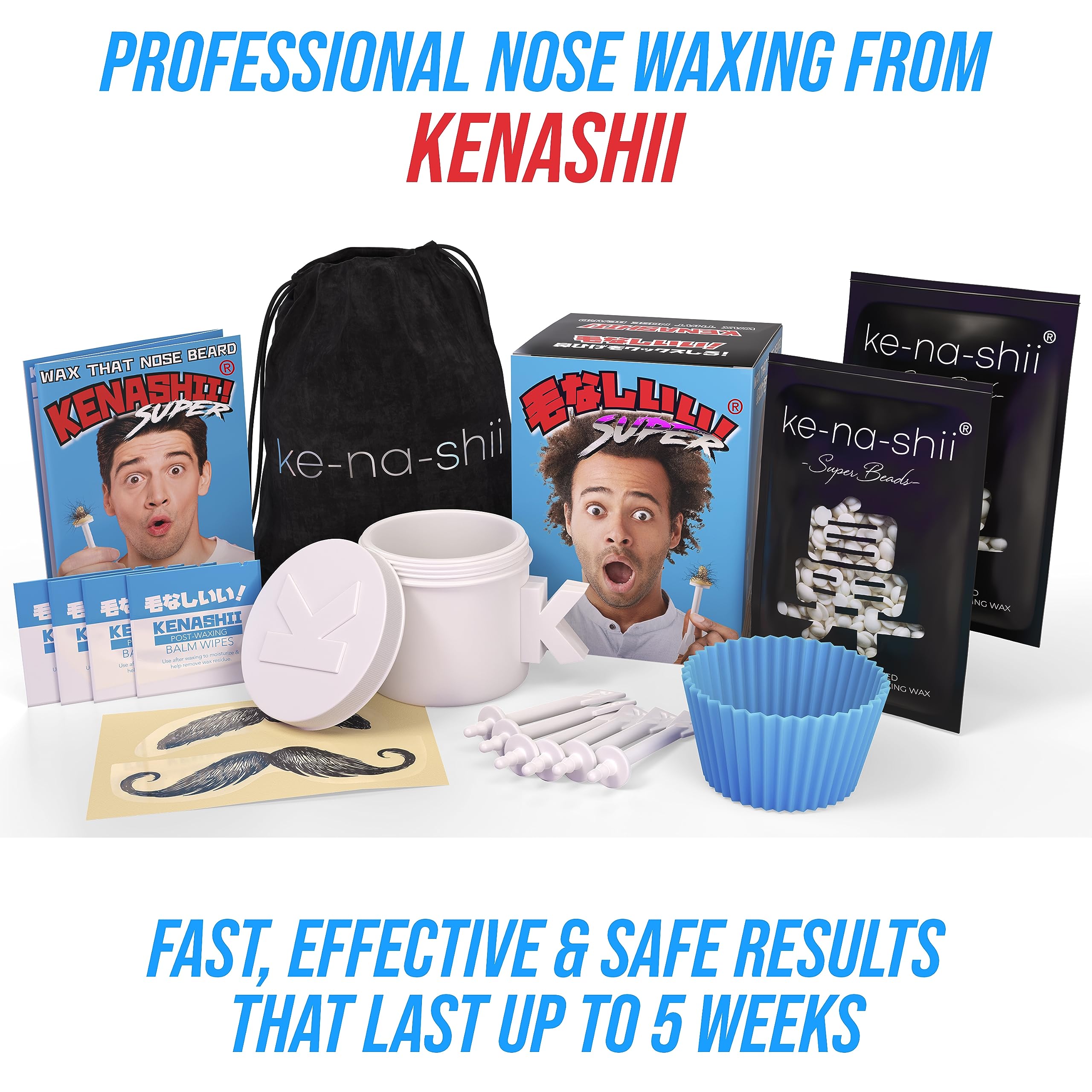 KENASHII applicators and balm wipes laid out for neat precise grooming