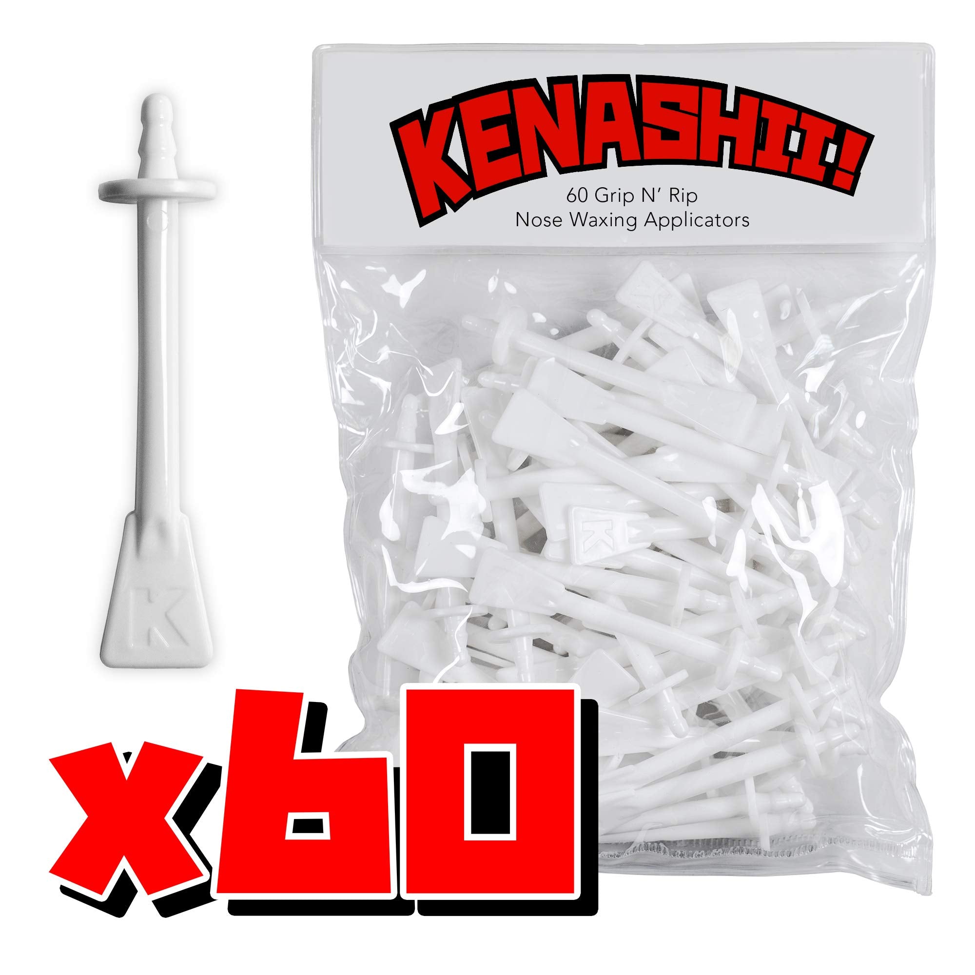 KENASHII applicators beside wax and wipes in bathroom setting