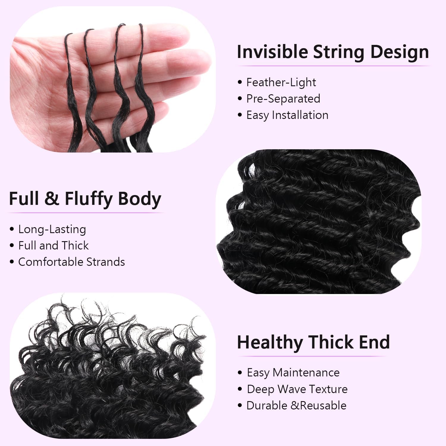 Kenkenten deep wave texture detail highlighting realistic curls and easy styling