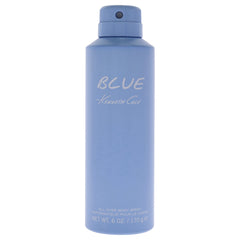 Kenneth Cole Blue front can showing label and compact design for easy travel