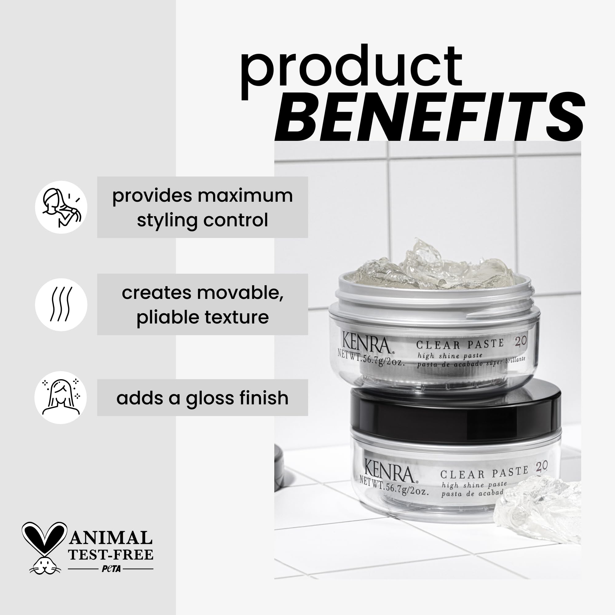 Kenra Clear Paste texture close-up displaying fibrous paste texture for pliable styling control