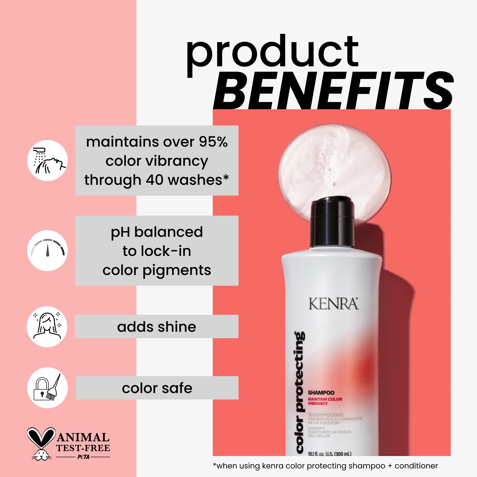 Kenra back label close-up detailing ingredients and usage directions for informed use