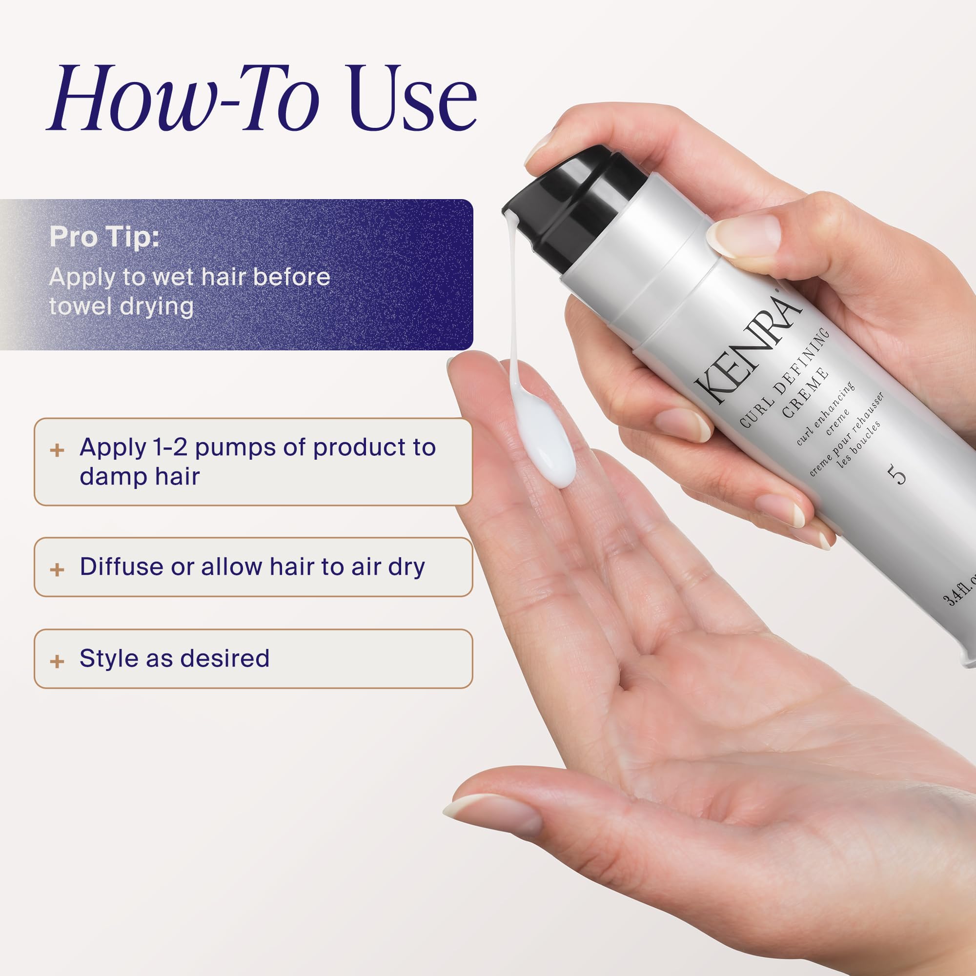 Kenra curl defining crème label close-up highlighting ingredients and humidity resistance