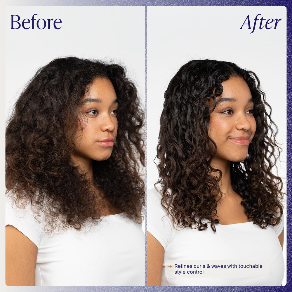 Kenra curl defining crème next to ruler showing 3.4 fl oz size and travel-friendly benefit