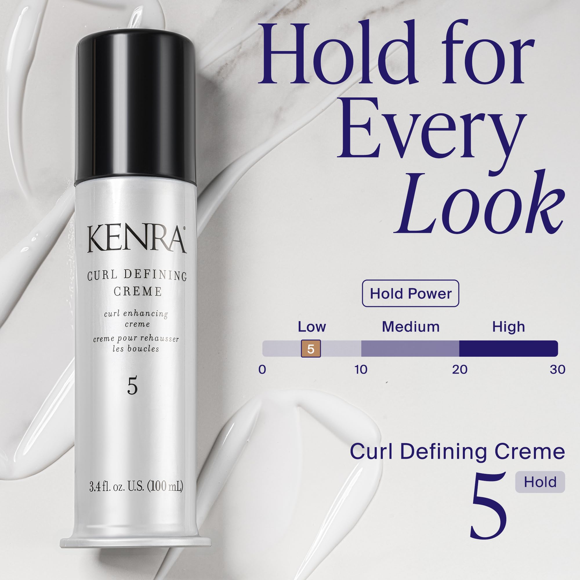 Kenra curl defining crème in hand demonstrating easy application and frizz control