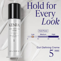 Kenra curl defining crème in hand demonstrating easy application and frizz control