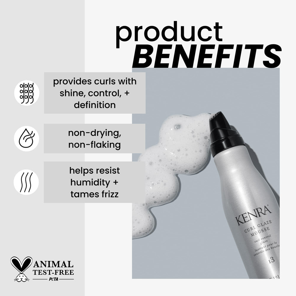 Kenra Curl Glaze Mousse foam texture demonstrating lightweight glide