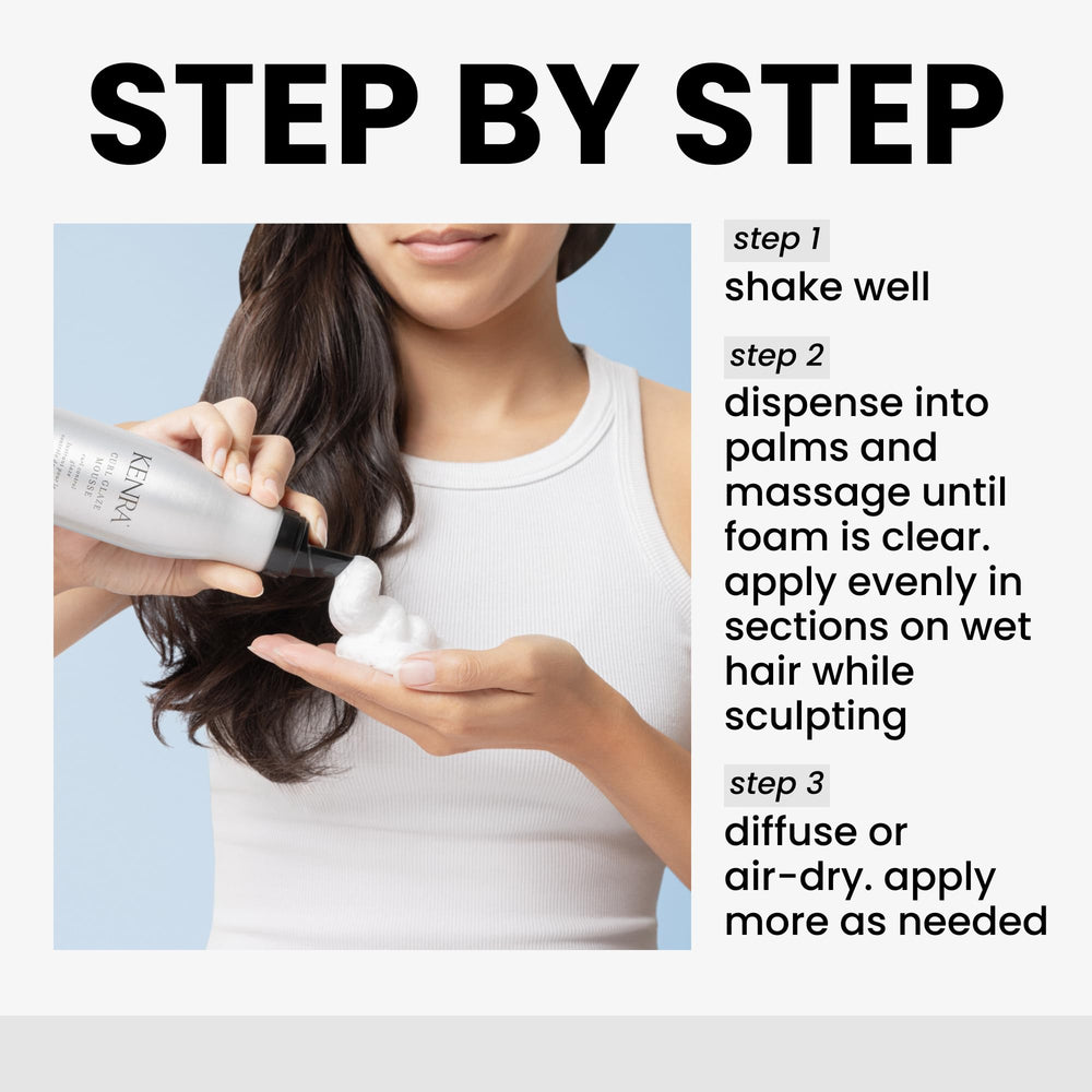 Kenra Curl Glaze Mousse being applied to damp hair for smooth definition