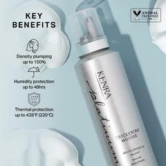 Kenra Platinum mousse foam texture close-up demonstrating lightweight spreadability