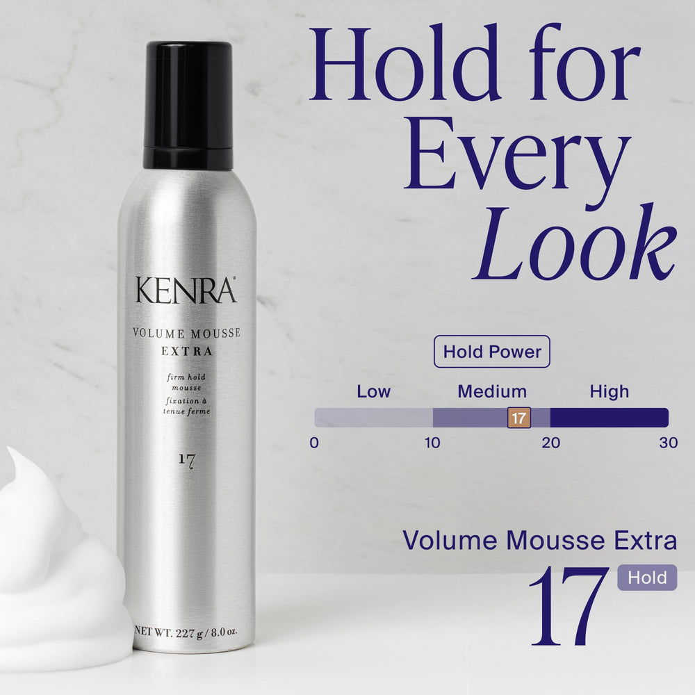 Kenra foam dispensed on palm showing rich, spreadable styling consistency