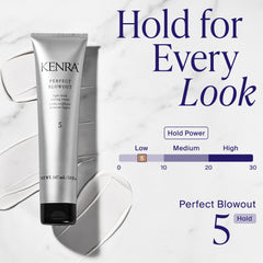 Kenra applying product to damp hair for heat protection and even coverage