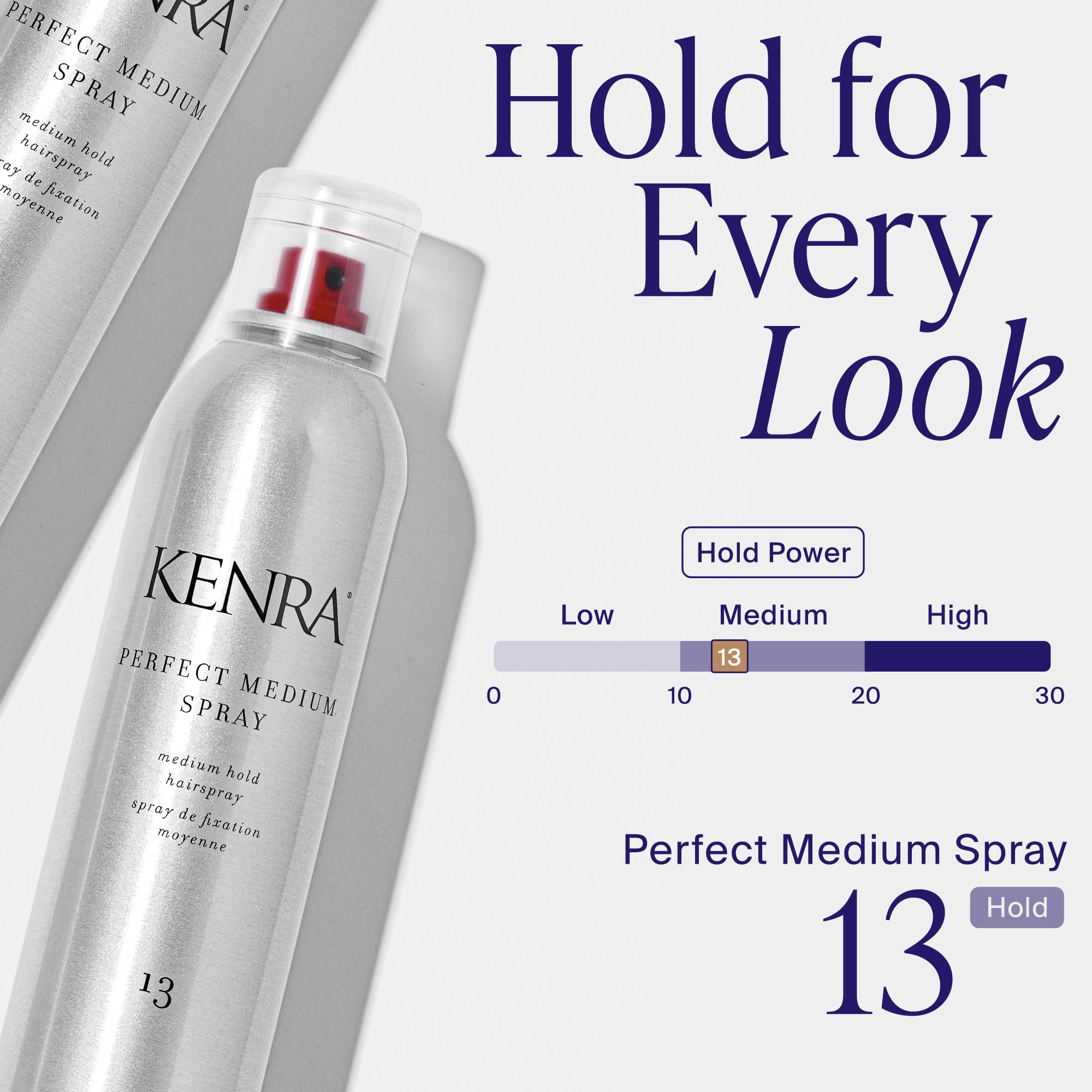 Kenra spray held in hand to show 10 oz scale, convenient size benefit