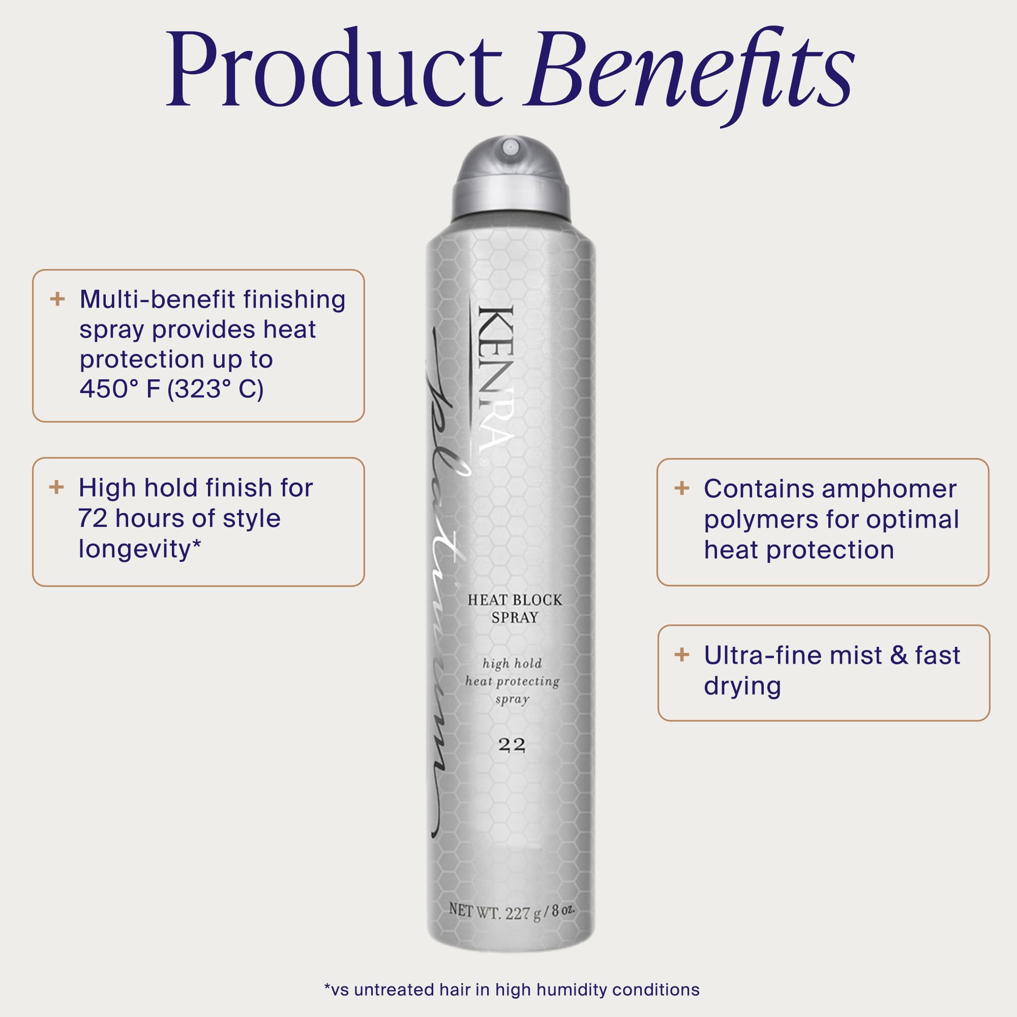Kenra close-up of aerosol nozzle illustrating ultra-fine mist delivery for even coverage