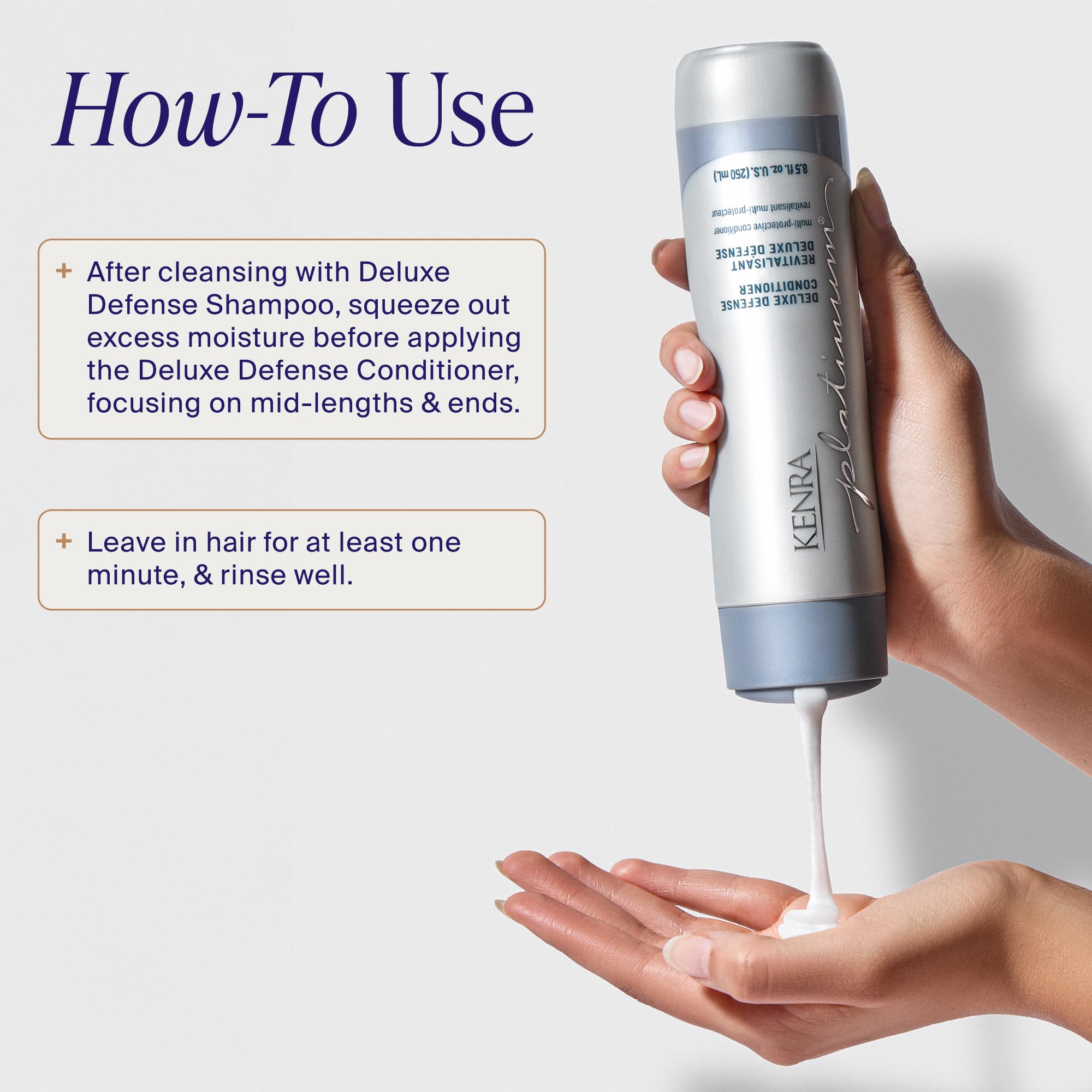 Kenra conditioner used in shower demonstrating protection during wash
