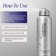 Kenra in-use by stylist during blowout showing heat protection and smooth finish