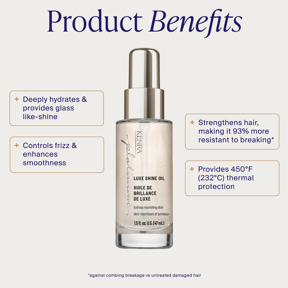Kenra oil texture on fingertip highlighting lightweight absorption benefit