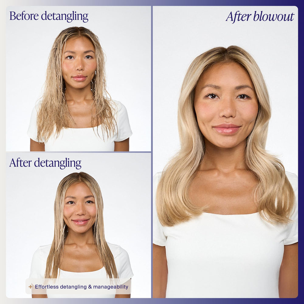 Kenra spray misting from bottle into hair to show effortless detangling benefit